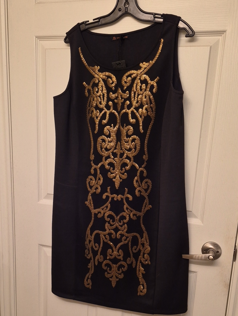Black Dress with Gold Sequined Design - Love & Legend - BNWT